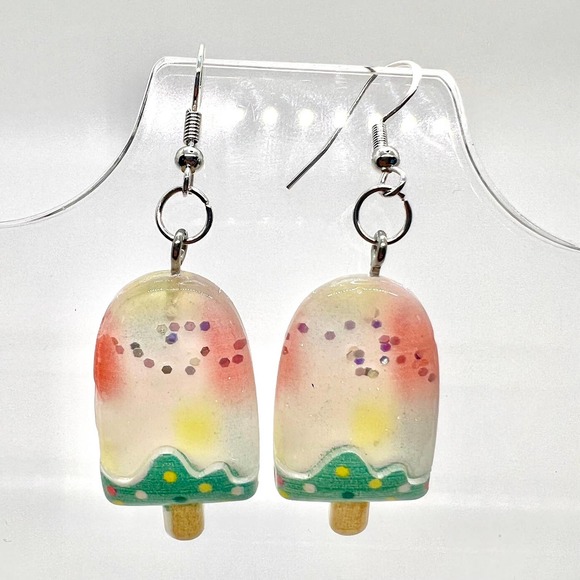 Handmade Jewelry - Popsicle Earrings - Glitter Earrings - Dessert Earrings - Little Girl Earrings
